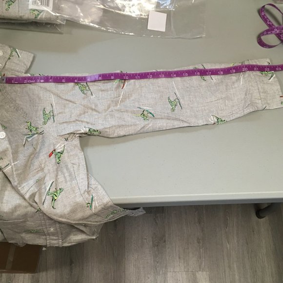 Boy’s Cat & Jack Gray Skiing Dinosaur Long Sleeve Button Down Shirt XLH (16) - Picture 6 of 8